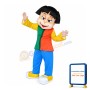 Short Hair Girl Wearing Colorful Set Mascot Costume