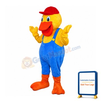 Fat Duck With Red Cap Mascot Costume