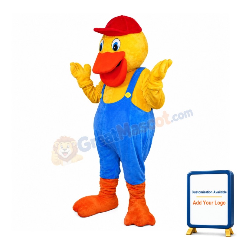 Fat Duck With Red Cap Mascot Costume