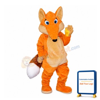 Orange Fox With Furry Tail Mascot Costume