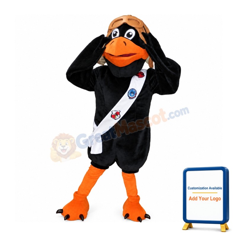 Black Eagle With Flying Cap Mascot Costume