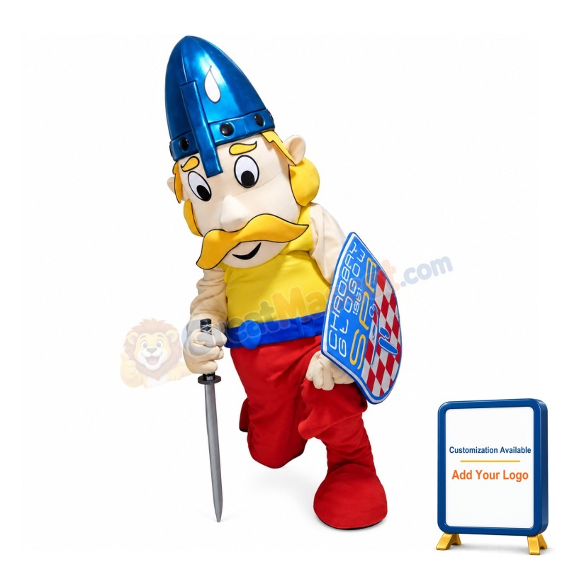 Fighting Soldier Holding Shield Mascot Costume