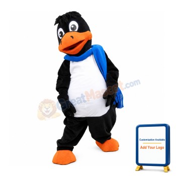 Black Bird Wearing Blue Sacrf Mascot Costume
