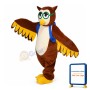 Smart Owl Carrying Blue Bag Mascot Costume