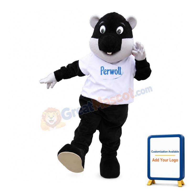 Walking Black Beaver Mascot Costume