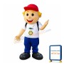 Golden Hair Boy Carrying Bag Mascot Costume