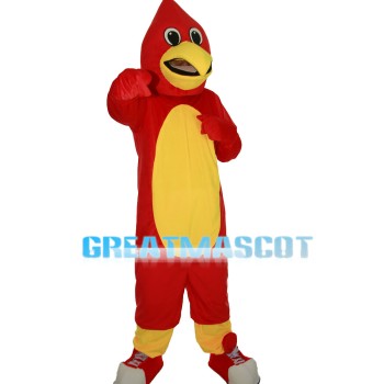 Energetic Red Bird With Sports Shoes Mascot Costume