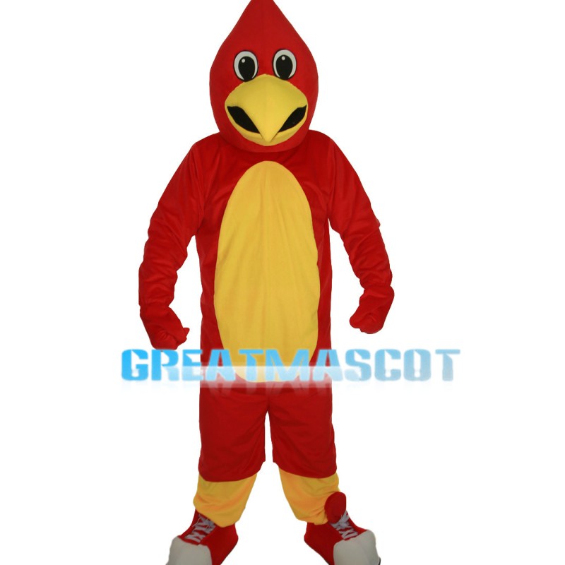 Energetic Red Bird With Sports Shoes Mascot Costume