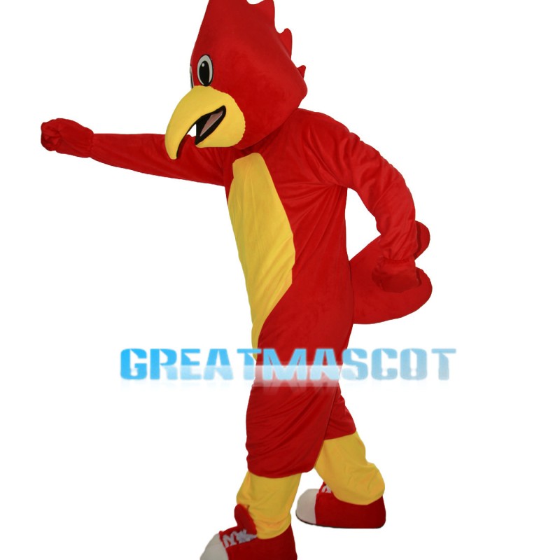 Energetic Red Bird With Sports Shoes Mascot Costume