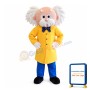 White Hair Scientist Mascot Costume