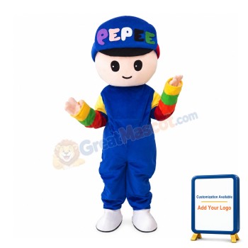 Big Head Boy With Blue Set Mascot Costume