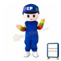 Big Head Boy With Blue Set Mascot Costume