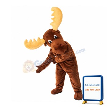 Brown Moose With Yellow Antlers Mascot Costume