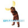 Brown Moose With Yellow Antlers Mascot Costume