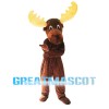 Brown Moose With Yellow Antlers Mascot Costume