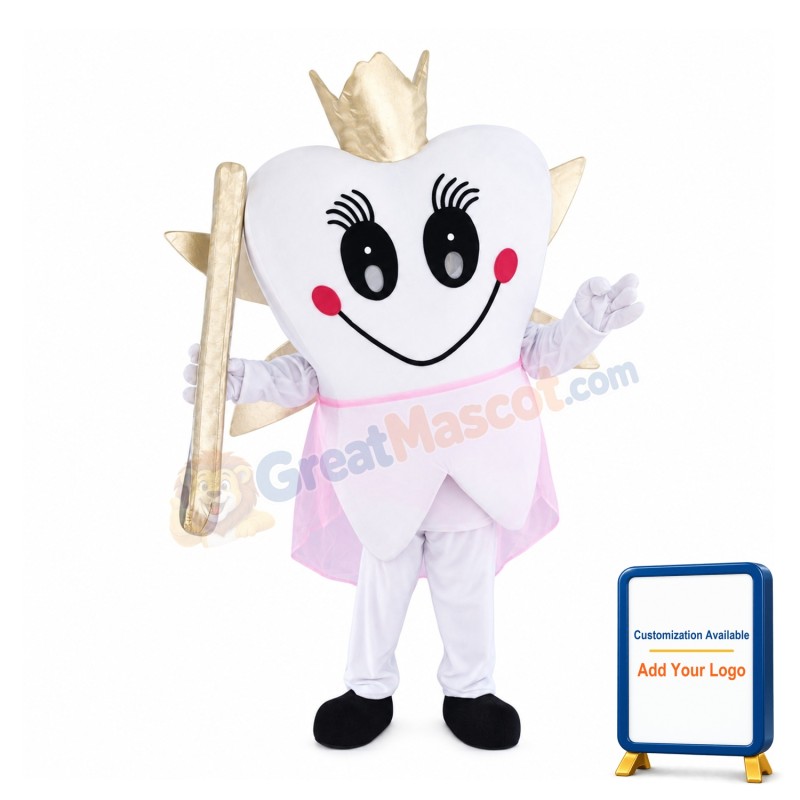 Cartoon Tooth Holding Toothbrush Mascot Costume