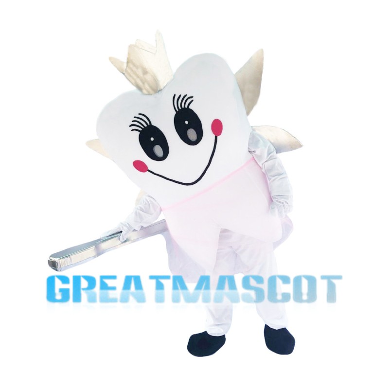 Cartoon Tooth Holding Toothbrush Mascot Costume