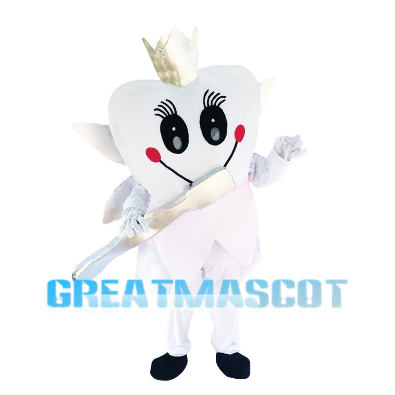 Cartoon Tooth Holding Toothbrush Mascot Costume