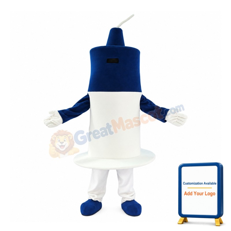 Cartoon Blue & White Syringe Mascot Costume