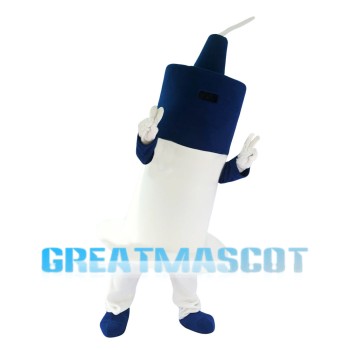 Cartoon Blue & White Syringe Mascot Costume