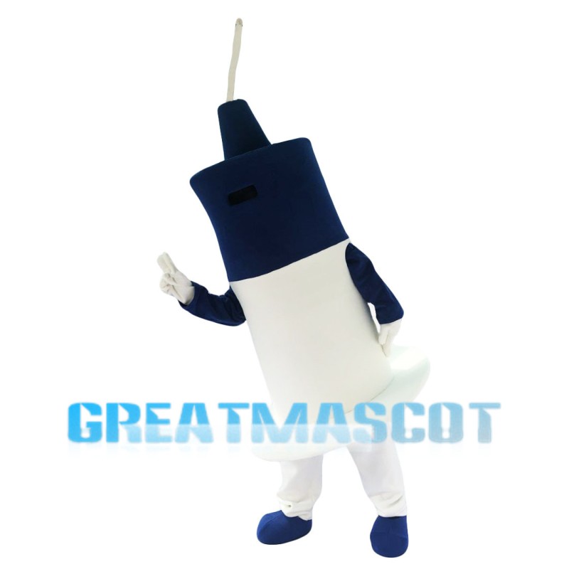 Cartoon Blue & White Syringe Mascot Costume