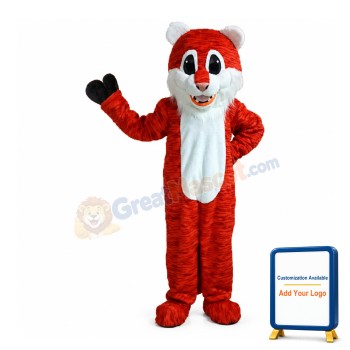 Friendly Greeting Old Tiger Mascot Costume