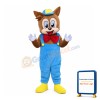 Little Squirrel Wearing Blue Overalls Mascot Costume