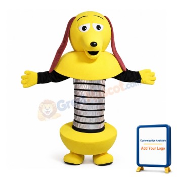 Yellow Spring Dog With Long Brown Ears Mascot Costume