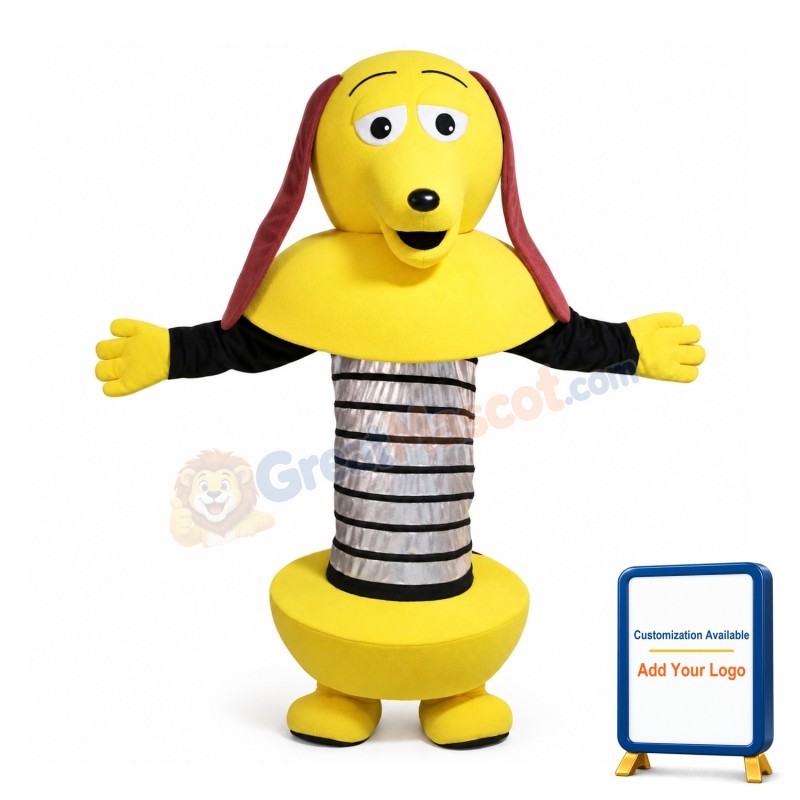 Yellow Spring Dog With Long Brown Ears Mascot Costume