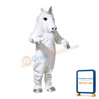 Beautiful White Horse With Silver Horn Mascot Costume