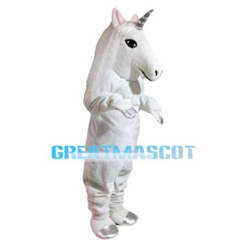 Beautiful White Horse With Silver Horn Mascot Costume