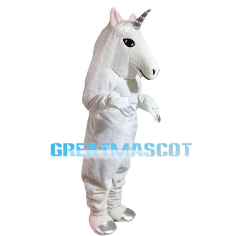 Beautiful White Horse With Silver Horn Mascot Costume