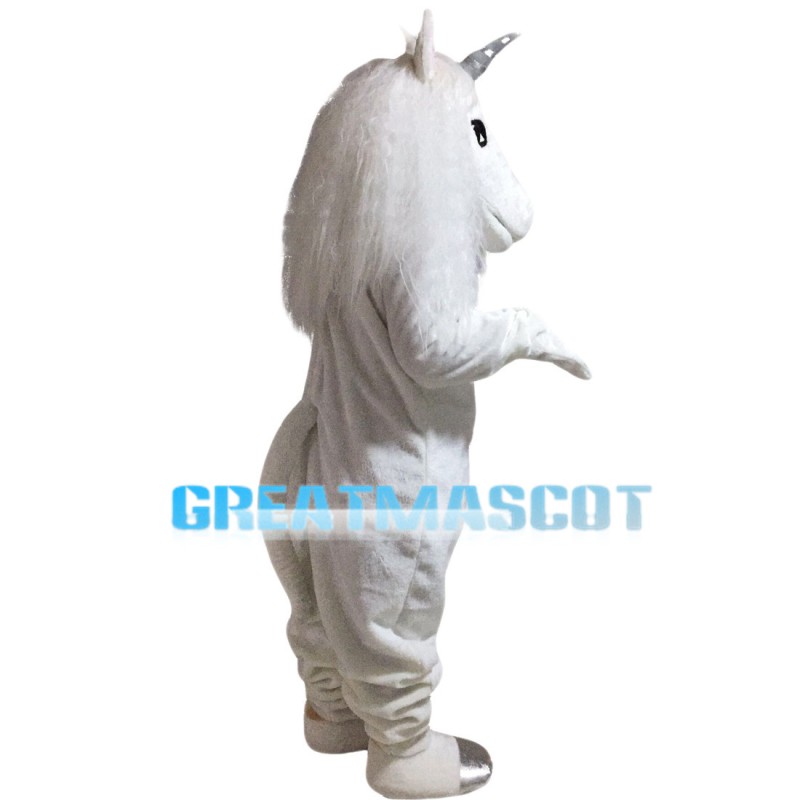 Beautiful White Horse With Silver Horn Mascot Costume