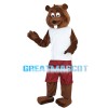 Brown Beaver With White Vest Mascot Costume