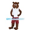 Brown Beaver With White Vest Mascot Costume