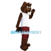 Brown Beaver With White Vest Mascot Costume