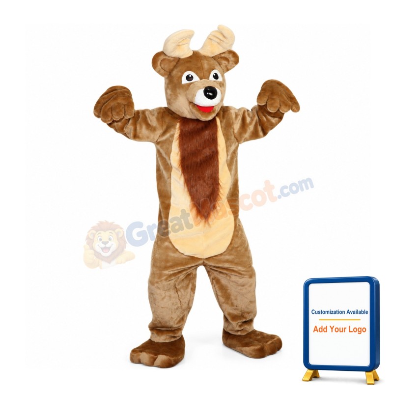 Pleasant Brown Moose Mascot Costume