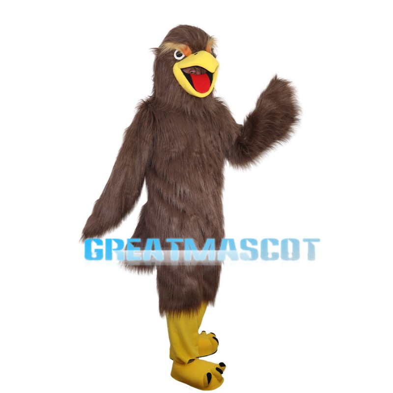 Screaming Long Fur Brown Eagle Mascot Costume