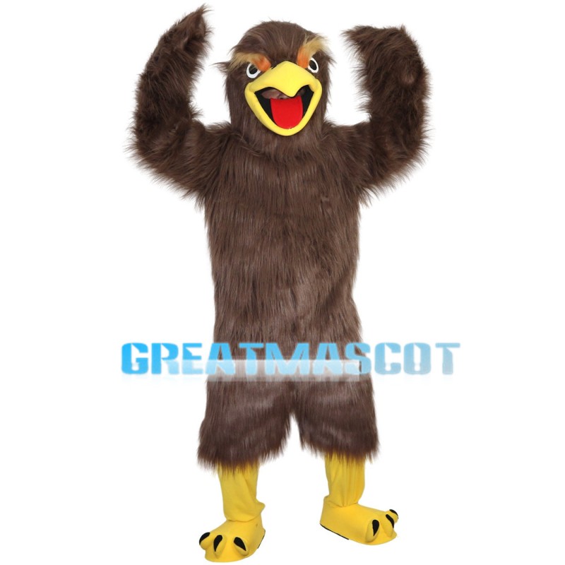 Screaming Long Fur Brown Eagle Mascot Costume
