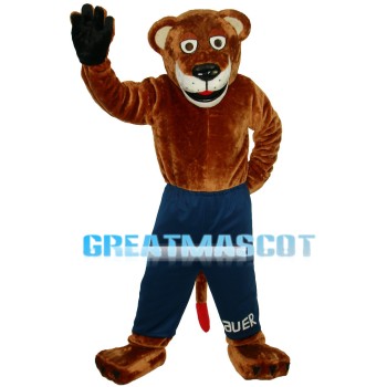 Docile Cartoon Brown Tiger Mascot Costume
