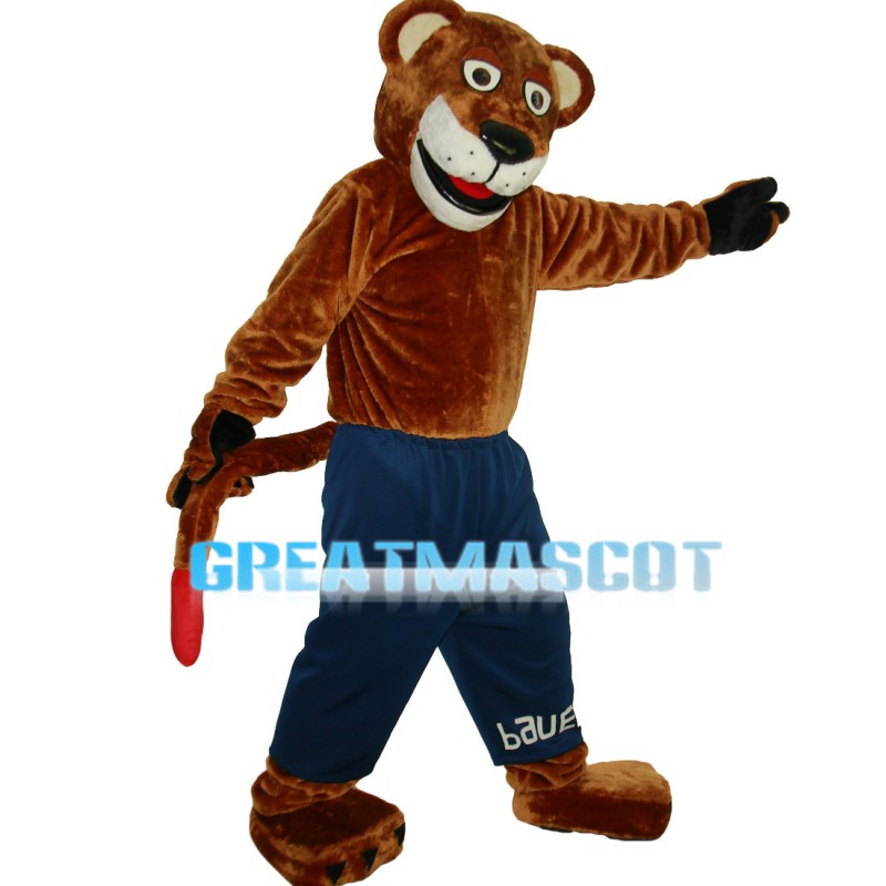 Docile Cartoon Brown Tiger Mascot Costume