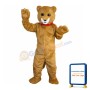 Happy Brown Tiger With Red Collar Mascot Costume