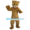 Happy Brown Tiger With Red Collar Mascot Costume