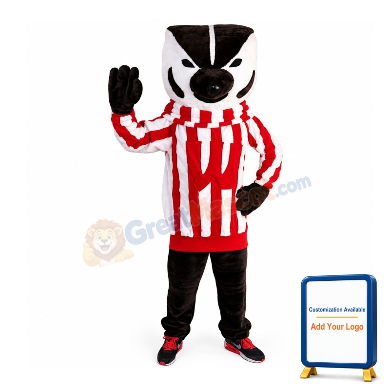 Lively Skunk With Striped Top Mascot Costume