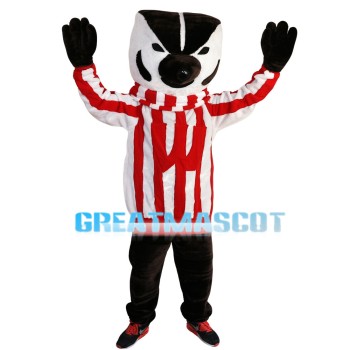 Lively Skunk With Striped Top Mascot Costume