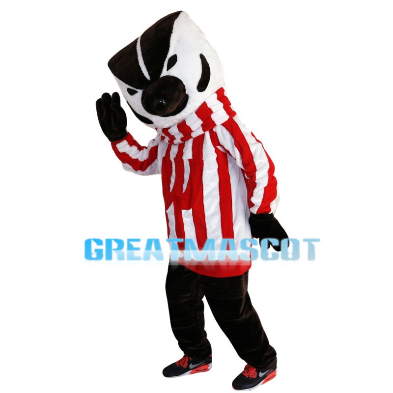 Lively Skunk With Striped Top Mascot Costume