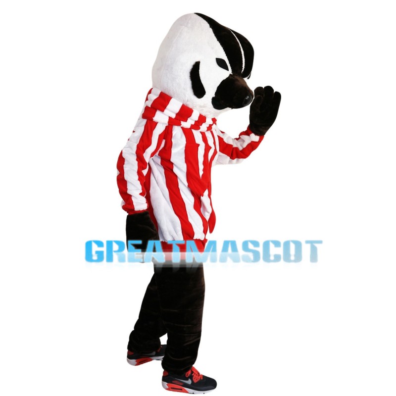 Lively Skunk With Striped Top Mascot Costume