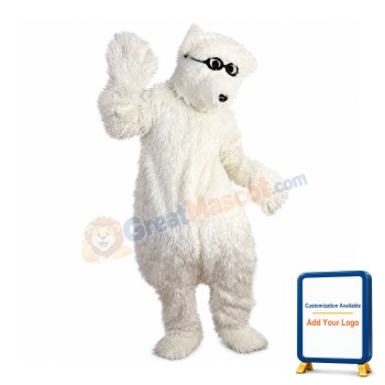 Smart Polar Bear With Black Glasses Mascot Costume