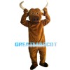 Hardworking Bull With Long Horns Mascot Costume