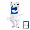 White Polar Bear With Blue Shirt Mascot Costume